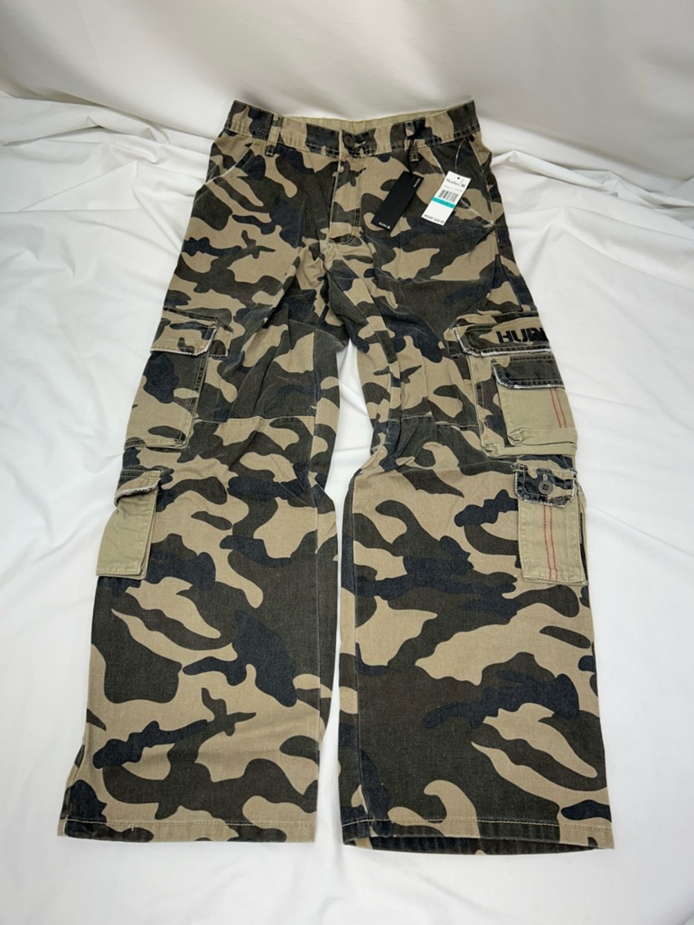 Hurley Boys Camo Cargo Pants - Black and Tan Size 16